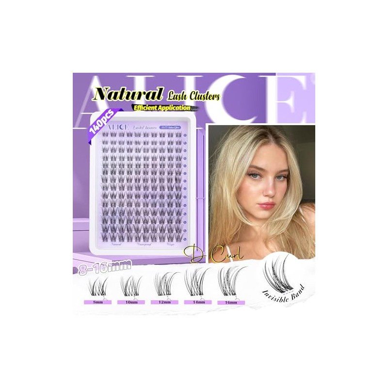 ALICE Natural Lash Clusters Lash Extensions Invisible Band Waterproof 8-16mm
