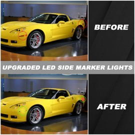 ULTRALTH Dynamic LED Side Marker Lights for 2005-2013 Chevy Corvette C6 Base/ Z06/ ZR1 - Sequential Amber Front & Red Rear Turn Signals | 4-Piece Direct Fit Replacement Kit