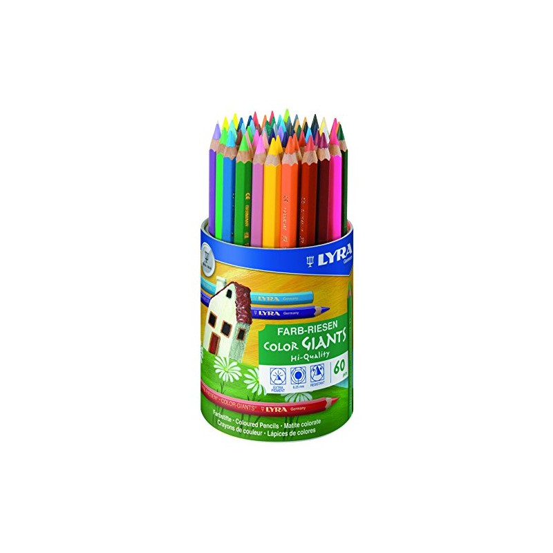 LYRA Colour Giant Varnished 60 Coloured Pencils in Cardboard Tin