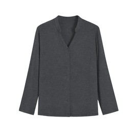 Latuza Women's Petite Viscose Button Up Pajamas Set Petite Size Long Sleeve PJs, Dark Gray, XX-Large Plus Petite