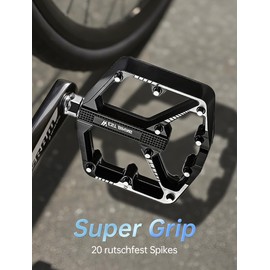 PRMHOOT MTB Pedale, Rutschfest Flat Aluminium Fahrradplattform Fahrradpedale, 9/16 Zoll Pedale für Mountainbike, Rennrad, MTB, E-Bike