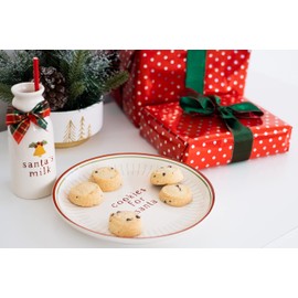 Pearhead Cookies for Santa Plate and Milk Jug Set, Ceramic Holiday Serving Dish with Milk Bottle, Christmas Eve Tradition for Kids, Santa Claus Treat Tray, Holiday Kitchen Table Décor