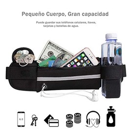DQST Cangurera Deportiva, Bolsa Deportiva con Cinturón Elastic | Bolsillos de Auricular y Llaves, Riñoneras Deportivas de Hombres y Mujeres para Corre