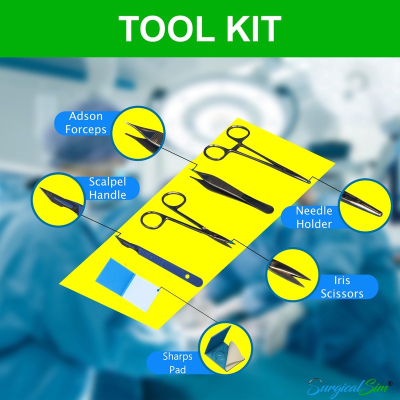 SurgicalSim Suture Practice Kit for Students with Extra Practice Pad,
