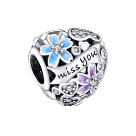 Simphman 925 Sterling Silver Love Heart Charms Dangles for Bracelets and Necklaces, Gift Jewellery for Women, Girls, Family and Friends, Cubic Zirconia