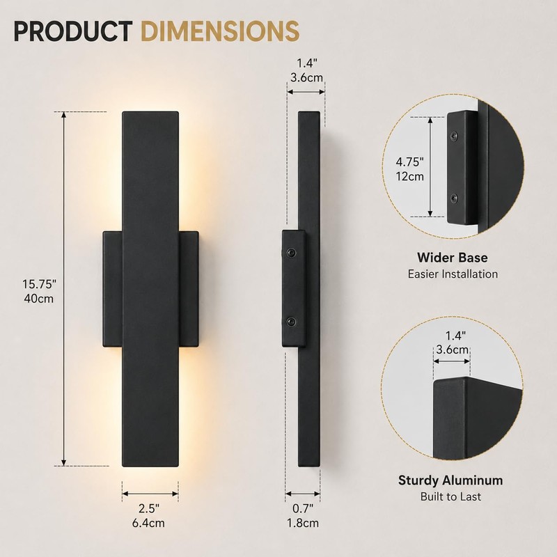 OUVR Outdoor LED Wall Light, Modern Exterior Sconce, Waterproof Porch