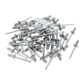 Motoforti Dome Head Large Flange Blind Rivets 4.8mm Grip Diameter 8mm Grip Length 9.35mm Flange Diameter Stainless Steel Carbon Steel Silver Tone 50 Pcs