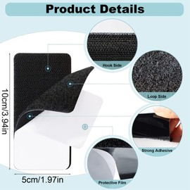 20 Sets 1.9x3.9 inch Hook and Loop Strips with Adhesive, Hook and Loop PatchesTape Sheet, Nylon Heavy Duty Hook and Loop Tape for Sewing Crafting DIY Wall Adhesive Strips