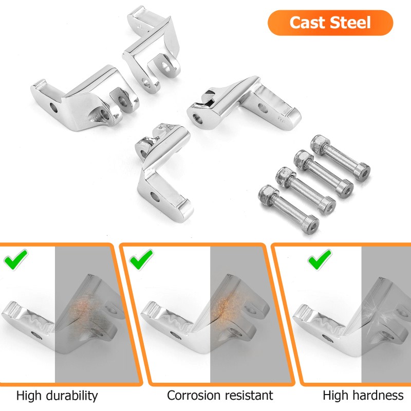 SI Chrome Driver Floorboard Relocation Brackets For Harley Road King