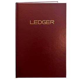 BookFactory Ledger Book/Accounting Ledger/ 4 Column (Four Columns) Ledger Notebook- 100 Pages, 6'' x 9'', Burgundy Cover, Section Sewn Hardbound (Made in USA)