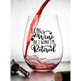 GLASSICLE Retirement Wine Glass - 15 Oz, Scratch-Resistant Funny Wine Glass - Funny Retirement Gifts for Women - Unique Retirement Glass for Wine Lovers - Printed in the USA