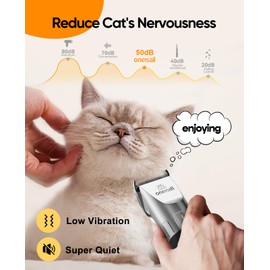 oneisall Cat Clippers,Quiet Cat Hair Trimmer for Matted Hair,Rechargeable Cat Grooming Supplies for Thick/Curly/Fin Hair,Cordless Cat Grooming Kit