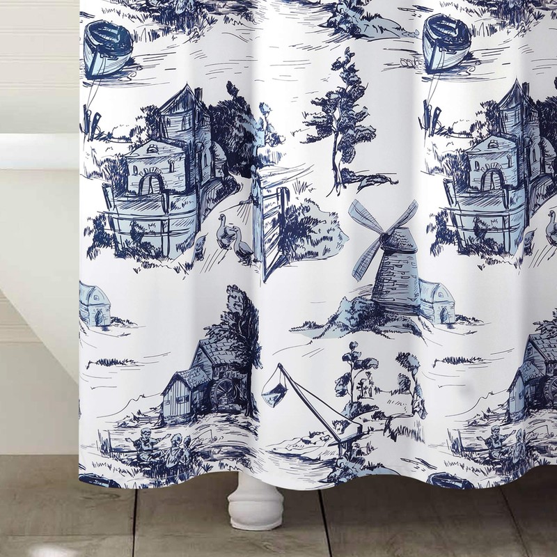 Lush Decor French Country Toile Shower Curtain, 72" x 72",