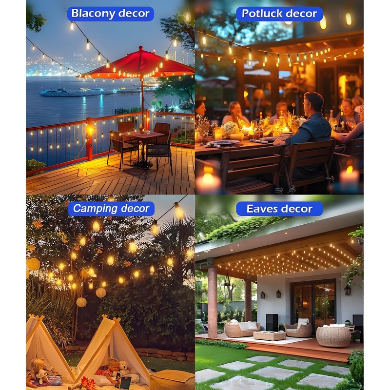 Tenmiro 200FT LED Outdoor String Lights with Remote, 74+2 Shatterproof
