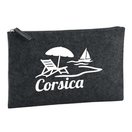 Huuraa Kulturbeutel Corsica Frankreich Geschenk 1 Liter Charcoal Filz Corsica Geschenkidee