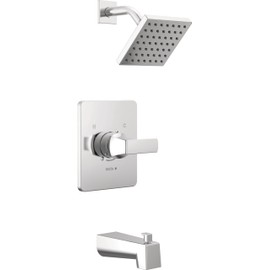 Delta Velum 14 Series Square Bathtub and Shower Faucet Set, Chrome Shower Head and Handle Set, Valve Trim Kit, Chrome T14437 (Valve Not Included)