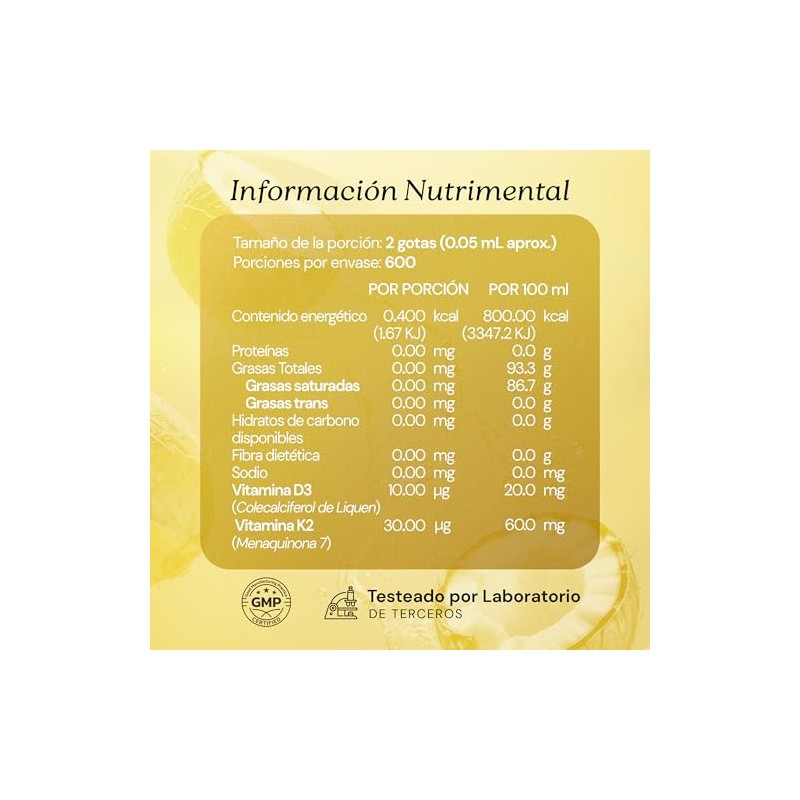SEREMONY Vitamina D3 + K2 Con MCT Oil Aceite de