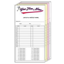 Baseball Softball LineUp Cards w/Team Roster (names) Customized - 4 part-30 Sets