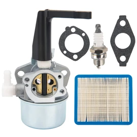 696065 Carburetor Compatible for Briggs & Stratton 697422 110402 110412 215369 Tiller Engine Carb with Mounting Gaskets Kit and 491588S Flat Air Filter Cartridge