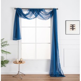 WPM WORLD PRODUCTS MART Drape/Panels/Scarves/Treatment Beautiful Sheer Voile Window Elegance Curtains Scarf for Bedroom & Kitchen Fully Stitched and Hemmed (Royal Blue, 38" Inch x 216" Inch)
