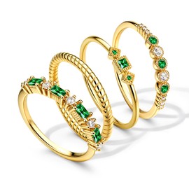 ORAZIO Gold Stackable Rings for Women Non Tarnish Dainty 14K Gold Plated Thin Knuckle Thumb Ring Set Cubic Zirconia Statement Engagement Promise Wedding Stacking Rings for Women Size GCZ G1 10