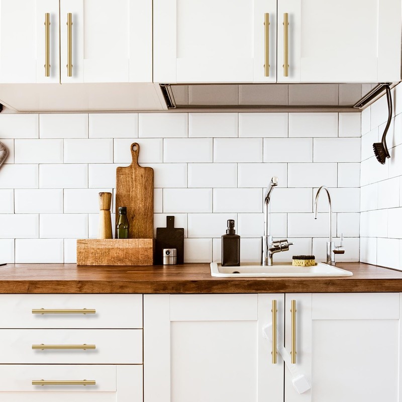 RZDEAL 3-3/4 Inch Kitchen Cabinet Handles Solid Brass Cabinet Pulls