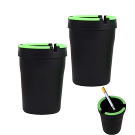 Car Ashtray, 2-Pack Mini Ashtray with Luminous Design, Durable ABS Material, Convenient for Cars, Trucks, SUVs, Easy to Install and Clean, Includes Funnel Lid to Contain Ash and Odors