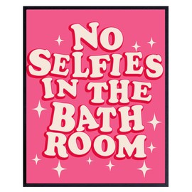 Cute Preppy Bathroom Rules Sign - Pink Bathroom Decor - Trendy Wall Decor - Y2k Bathroom Decor Aesthetic - Unique Restroom Wall Decor for Girls - Retro Style Bath Wall Art for Women - Funny Wall Art