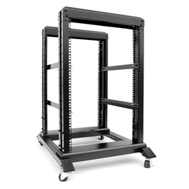 15U 4 Post Open Frame Server Rack Suitable 19inch Server Equipment Cold Rolled Steel Heavy Duty Rack 24inch Deep with Wheels Heavy Duty Rack (4POST-D800-15U, 15U)