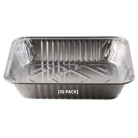 [10 Pack] 9 x 13 Disposable Aluminum Foil Steam Table Deep Pans - Half Size Baker's Choice Great for Roasting, Potluck, Reheating, Catering, Party, BBQ, Baking by EcoQuality
