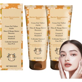 Bálsamo regenerador de la barrera de sebo, hidratante facial de sebo, bálsamo de sebo de res con avena coloidal, nutrición profunda para fortalecer la barrera natural de la piel, para piel seca (2)