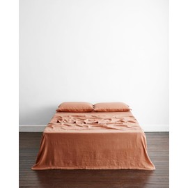 BED THREADS Hazelnut 100% French Flax Linen Flat Sheet