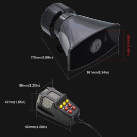 12V 100W 7 Tone Police Siren Car Alarm Amplifier, Siren Alarm Car Siren Vehicle Horn with Mic Speaker System Emergency Sound Amplifier