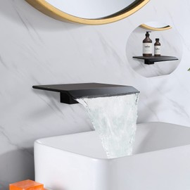 AZOS Wall Mount Tub Spout Waterfall Tub Filler Faucet for Bathroom Multiple Uses, High Flow Bathtub Cascade Waterfall Spout Fixtures Bathroom Bathtub Faucets, Matte Black