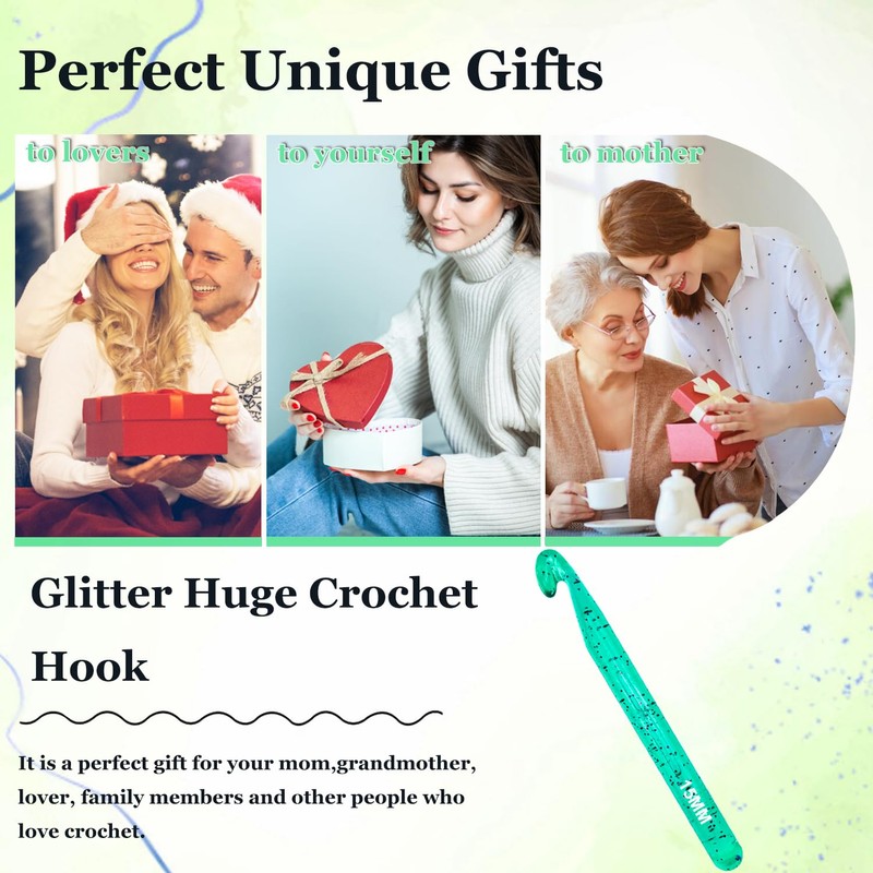 Hobekoee 15mm Large Crochet Hook for Chunky Yarn,Ergonomic Crochet Needles