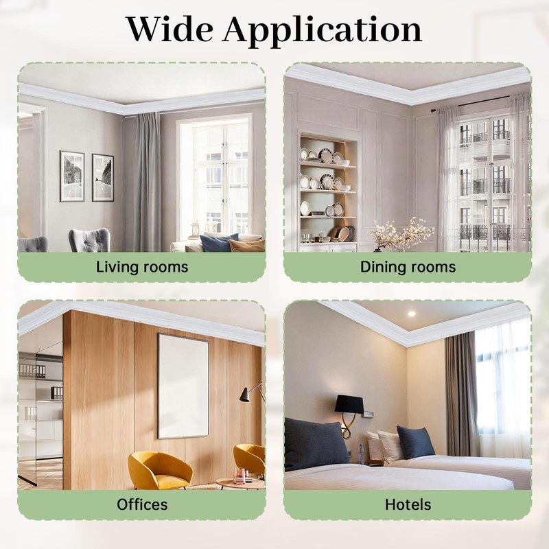 10-Pack 39.37″(Total 32.8 Ft) White Ceiling Crown Molding Trim