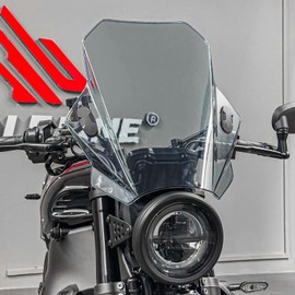 Motorcycle Universal Windshield Windscreen Air Wind Spoiler Deflector Windproof Protector Fit for Honda Yamaha Suzuki Kawasaki BMW Fits 7/8" 1" 1 1/8" Handlebars (Light Smoke)