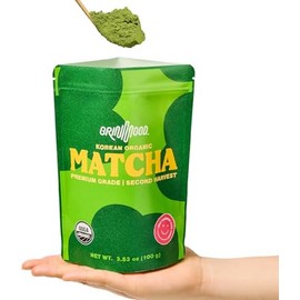 GRIN MOOD Té verde Matcha orgánico premium en polvo (100 g) - Té verde descafeinado, auténtico matcha coreano, Halal