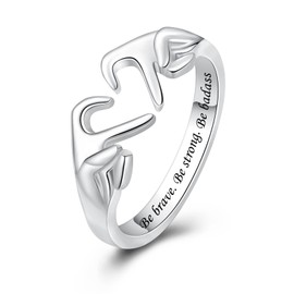925 Sterling Silver Heart Claddagh Rings for Women Teen Girls, Adjustable White Gold Plated Ring Friendship Promise Love Heart Jewelry Rings Mothers Day Valentines Holiday Gifts for Women Friends, Sterling Silver, Cubic Zirconia