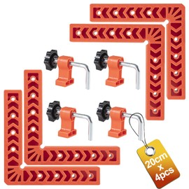 YUENGJGI 90 Degree Angle Clamps Positioning Square Set, Rectangular Clamps Wooden Tool, Suitable for Picture Frames, Cabinets, Boxes, a Set of 4 Pieces (20 cm), with 4 Clamps