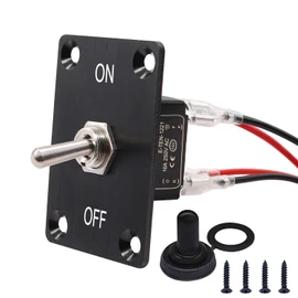 TWTADE Latching Rocker Toggle Switches 4 Pin 2 Position ON/Off DPST Waterproof Heavy Duty Toggle Switch with Wires, Mounting Panel, Waterproof Cap