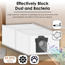 (12 Pack) P50 Pro Ultra Replacement Dust Bags Compatible With Mova P50 Pro Ultra/ P10 Pro Ultra/ P10 Ultra/ S20 Ultra Robot Vacuum with Self-Empty Station, Canister Bags, Vacuum Bags