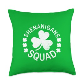 Shenanigans Squad Funny St Patrick's Day Shamrock Lucky Throw Pillow