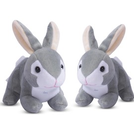 Dimple Easter Bunny Plush - Soft and Cuddly Bunny Stuffed Animal - Perfect Baby Plush Toy - Easter Basket Stuffers for Toddler - Baby Easter Gifts for Kids, Girls, Boys Ages 0 - Up (Set of 2, Grey)