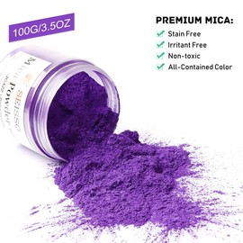 Purple Mica Powder for Epoxy Resin - 3.5 oz /100g Fine Shimmer Mica Powder, Natural Non- Toxic Mica Pigment Powder for Soap Making, Candle, Bath Bomb, Slime, Cosmetics, Nail Art