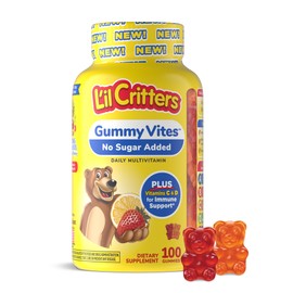 L’il Critters Gummy Vites No Sugar Added Daily Gummy Multivitamin for Ages 2+ Toddlers & Kids, Vitamin C, D3 for Immune, Strawberry and Orange Flavors, 100 Gummies