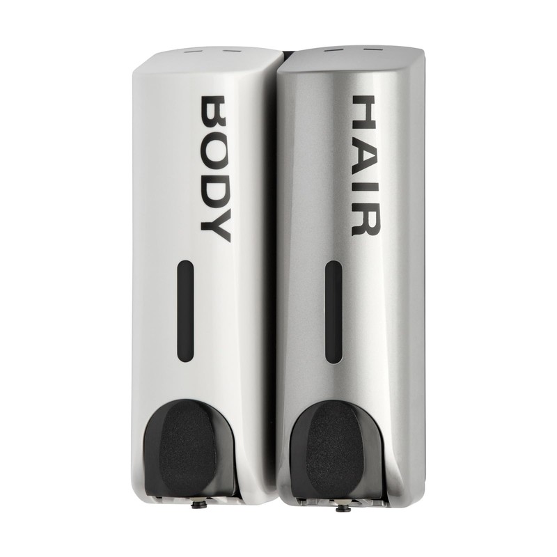 Draco Duo Wall Mounted Shampoo Soap Shower Dispensers with 2x350ml