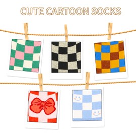 Benefeet Sox Womens Novelty Funny No Show Socks Non Slip Girls Vintage Plaid Checked Low Cut Socks Cute Crazy Fun Colorful Design Cotton Socks Kawaii Design Sock Silly Cool Boat Line Christmas Gifts