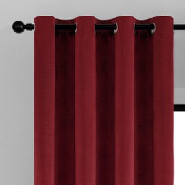 SNITIE Red Velvet Curtains (52”x108”), Featuring Grommet Slub Pattern Thermal Insulated Drapes Ideal for Living Room Bedroom Office - Soft Durable & Light-Filtering Window Treatments (2 Panels)