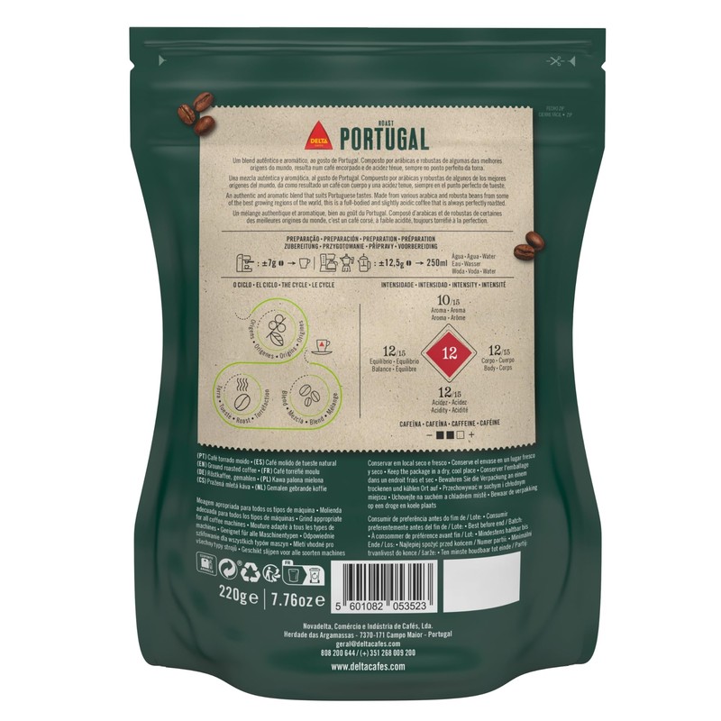 Delta Cafés Portugal Ground Coffee, Smooth and Delicious Medium Roast